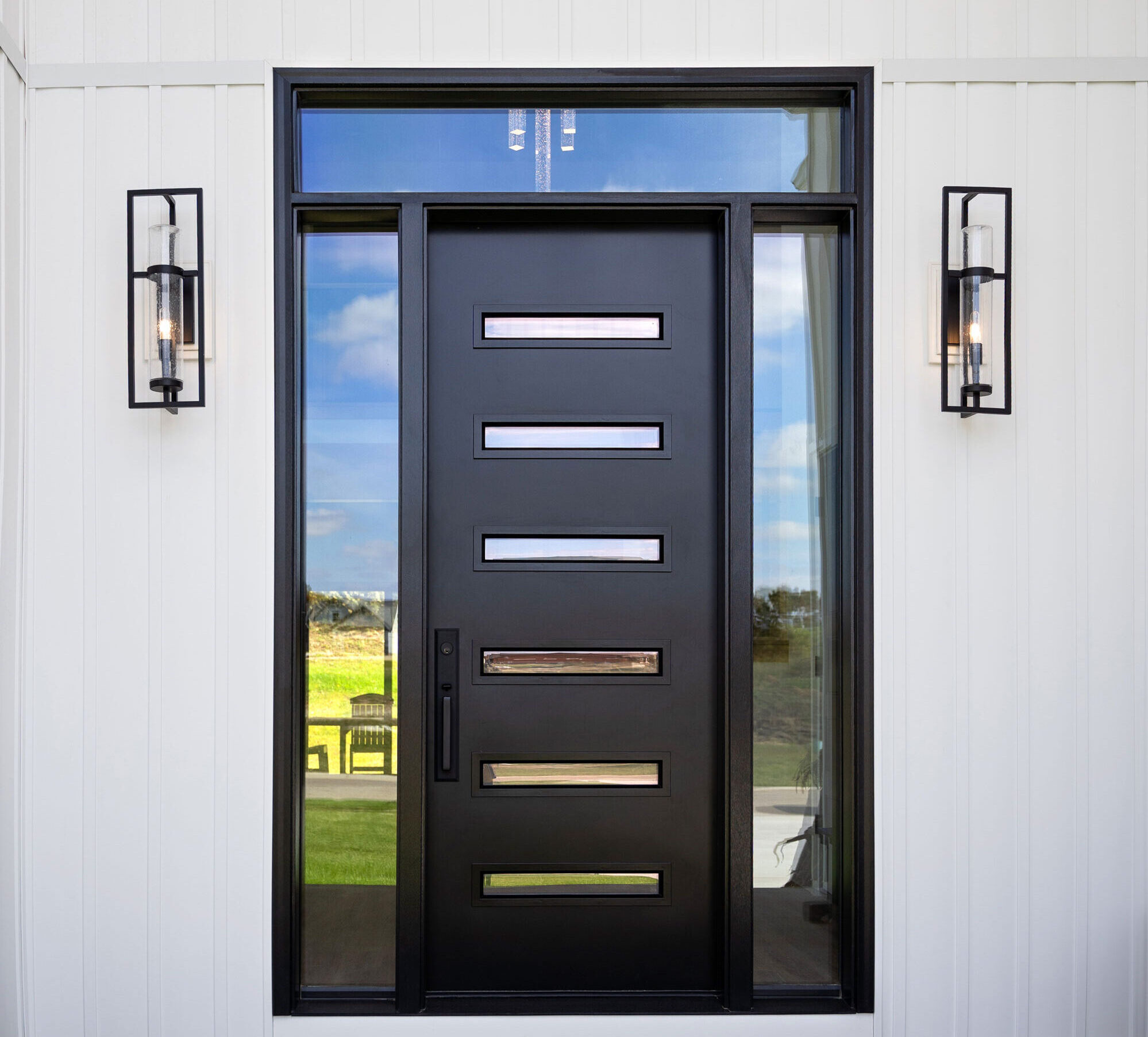 Legacy™ 116 Smooth Steel 8' Door in Coal Black with Clear Glass