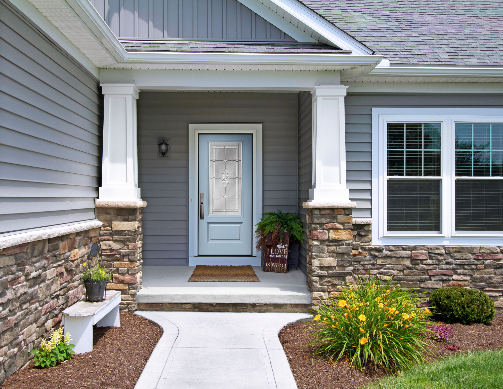 Arctic Blue Entry Door with Somerset Decorative Glass