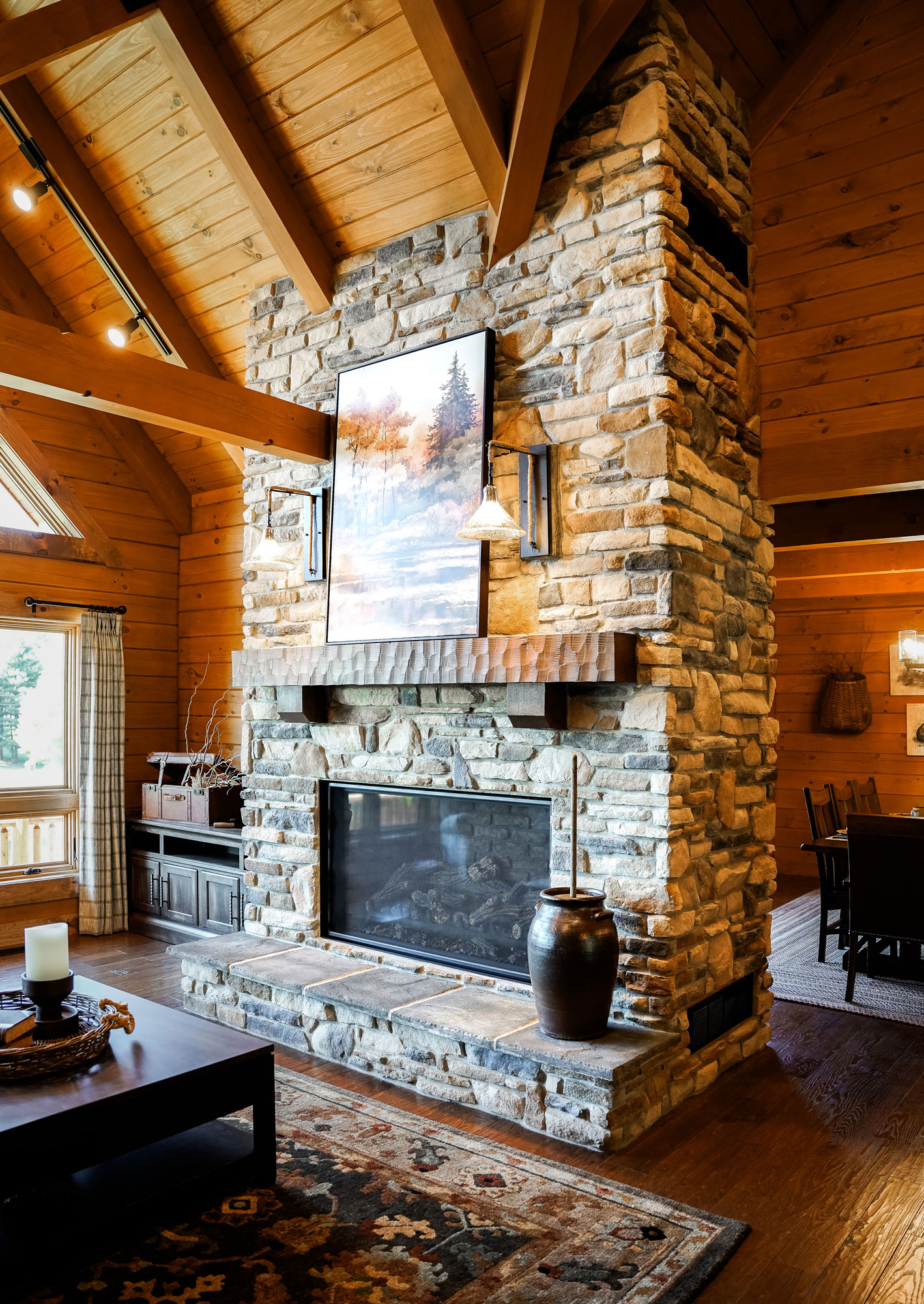 Fieldstone Strathmore & Ledgestone Brighton Manufactured Stone Fireplace