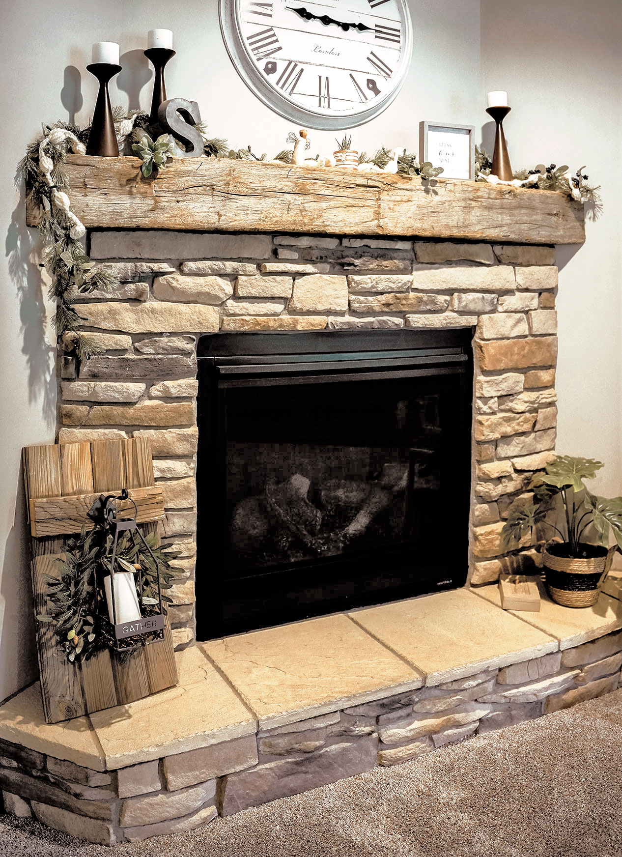 Ledgestone Osage Manufactured Stone Fireplace