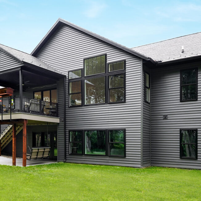 {ProVia HeartTech® Double 5" dark gray vinyl siding in Nightfall}