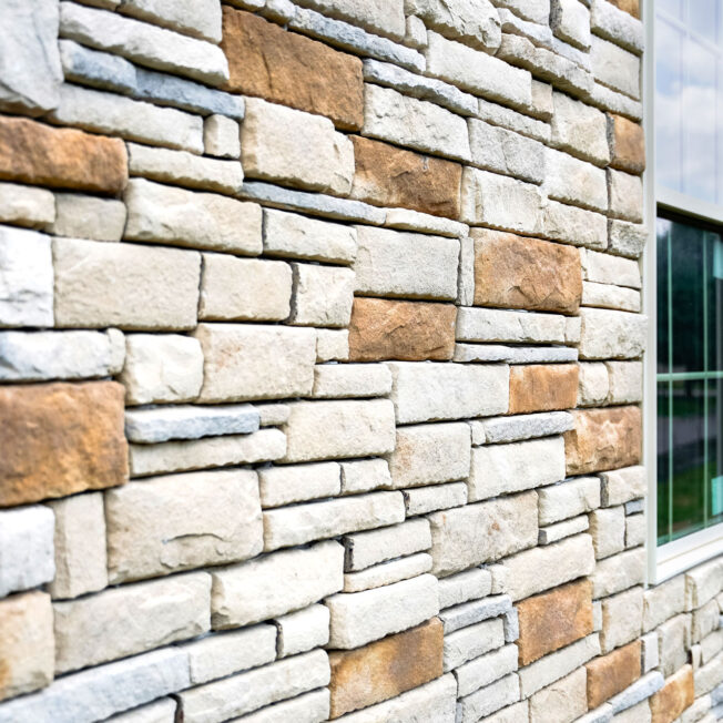 {ProVia Ottawa Dry Stack Manufactured Stone on home exterior}