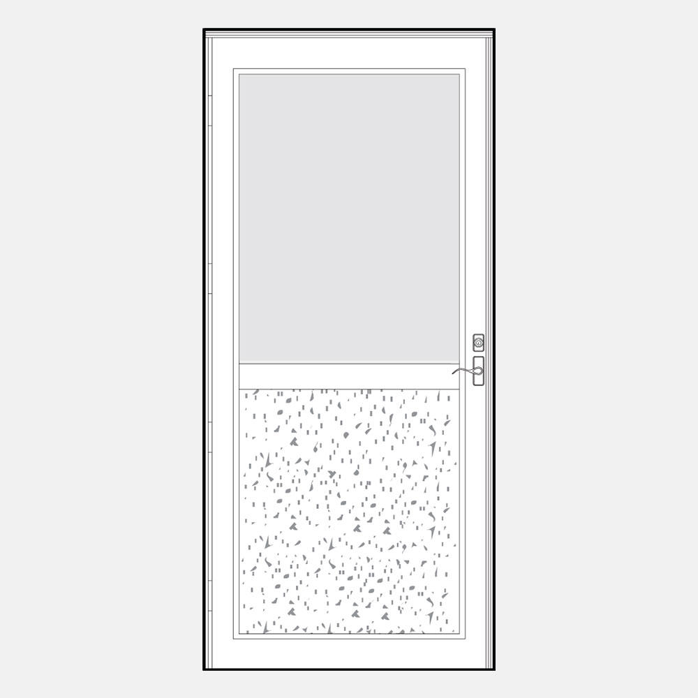 Line art of a ProVia 074 storm door style