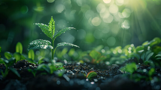 {Closeup image of new plant growth}