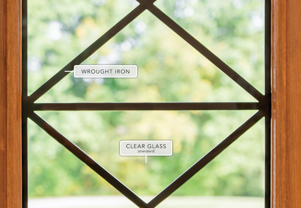 Crossbuck Wrought Iron Glass Design