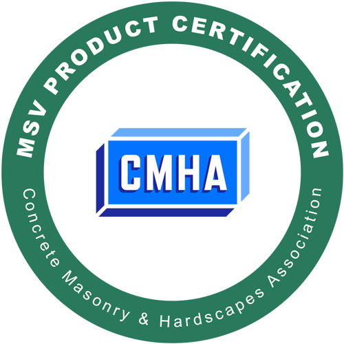 MSV product certification logo from the Concrete Masonry & Hardscapes Association