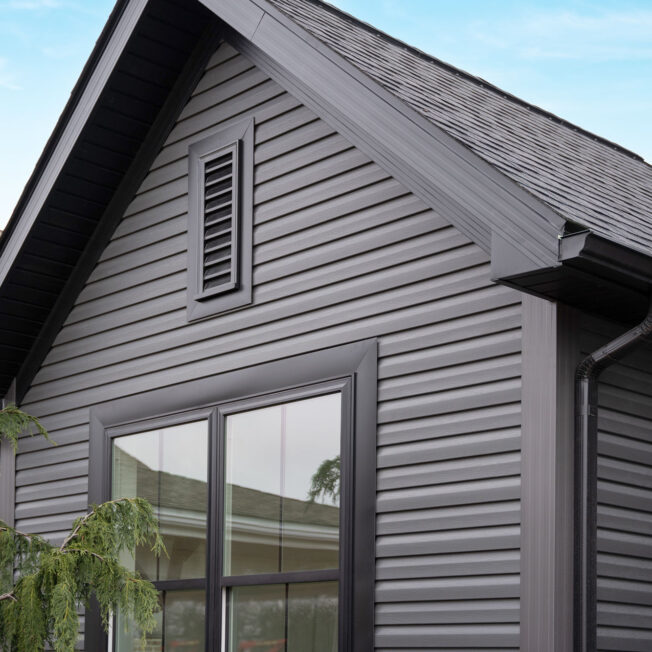 {HeartTech vinyl house siding in the color Nightfall}