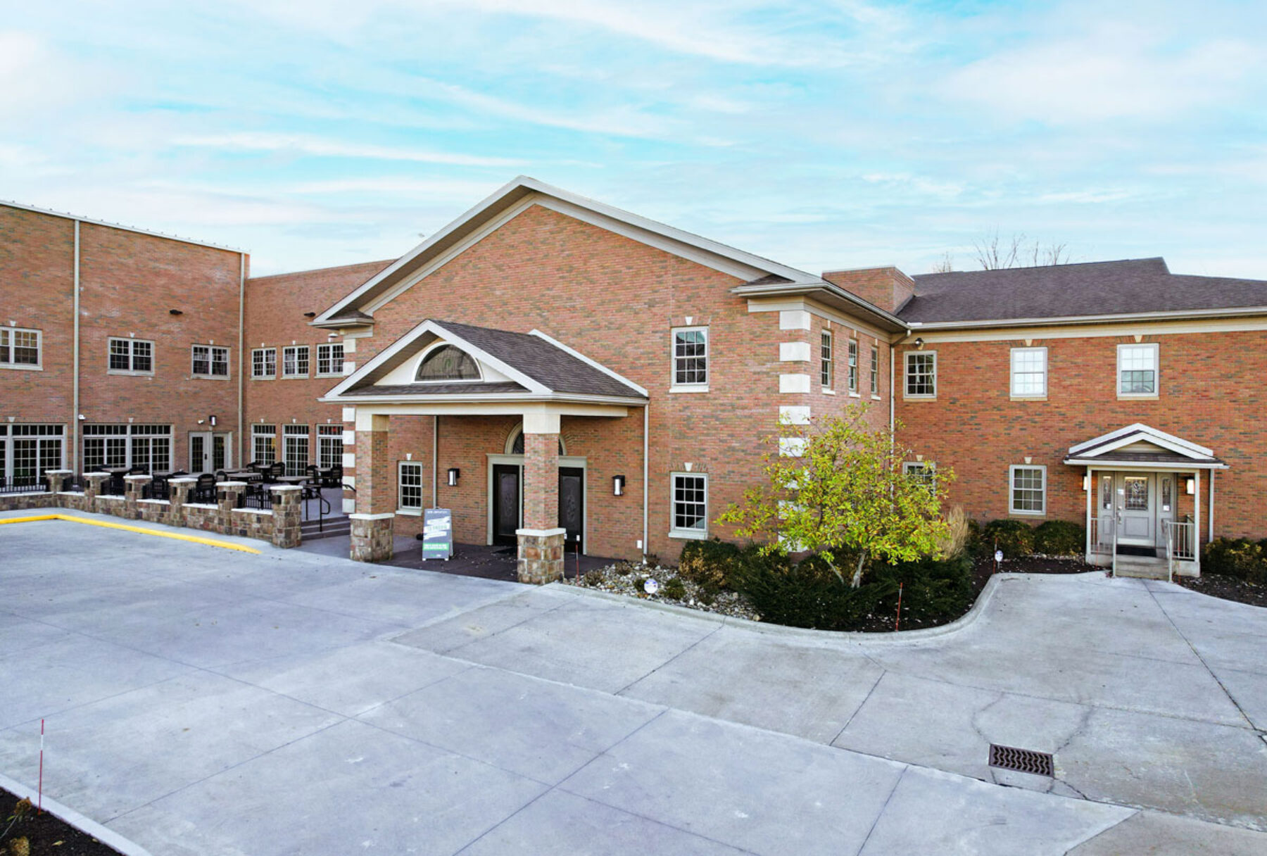 Exterior view of the front entrance of the ProVia® Walnut Creek Facility, where the corporate headquarters is located
