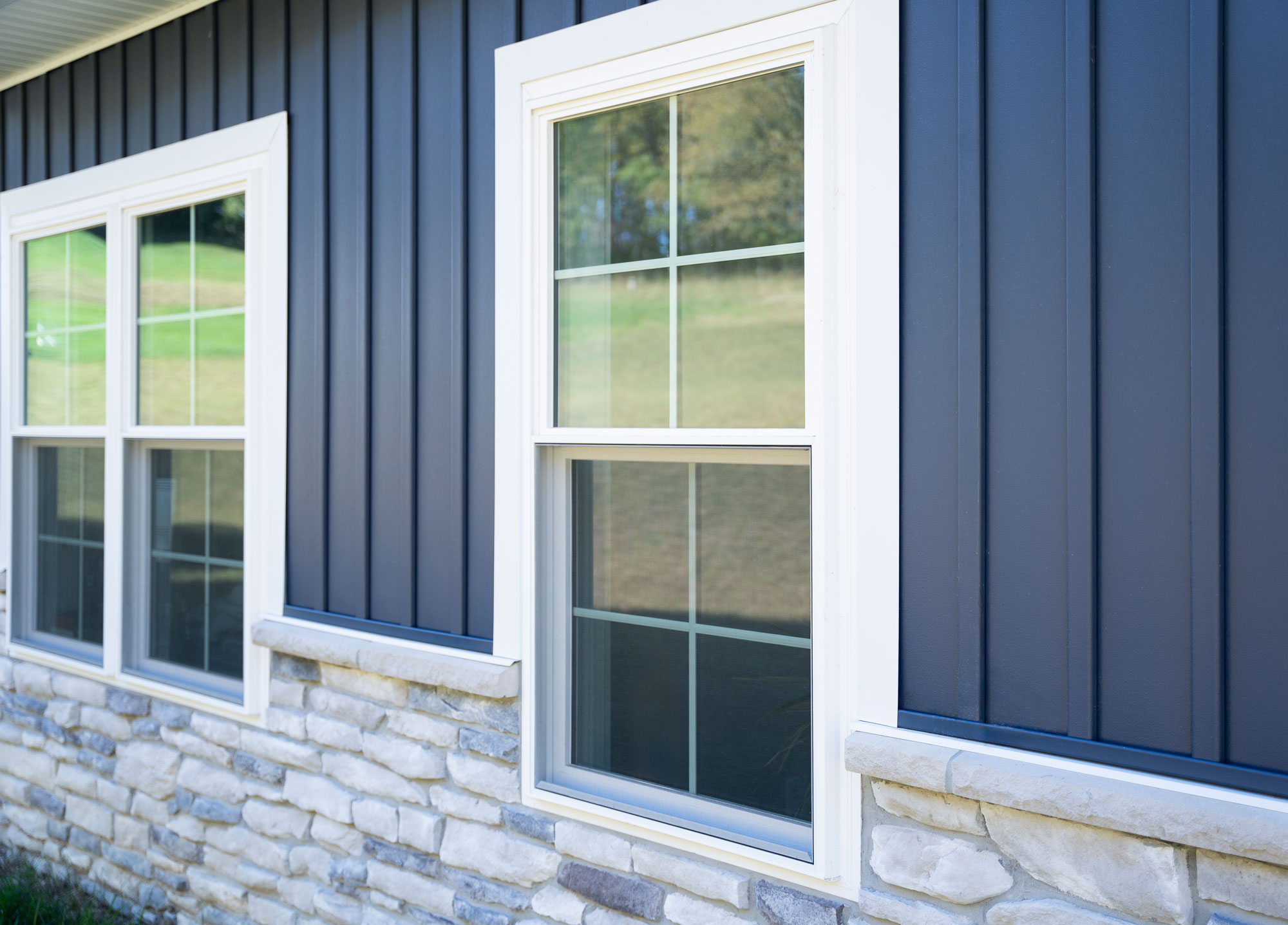 Endure™ Double Hung Windows in White with Contoured Internal Cottage Grids