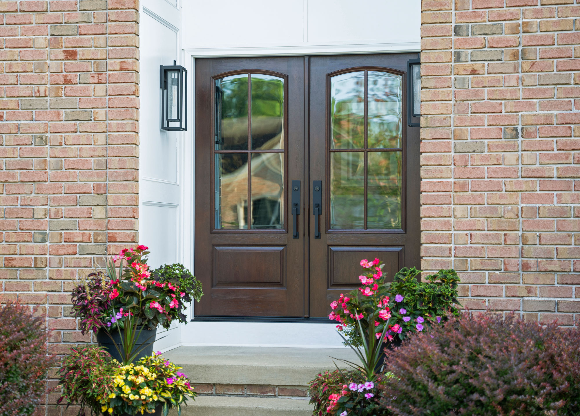 Signet® Cherry 449 French Doors in Hazelnut with Simulated Divided Lites
