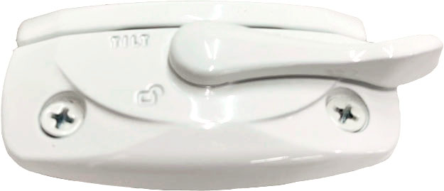 {Isolated image of a double hung and slider window lock in White for ProVia® Aspect™ Windows}