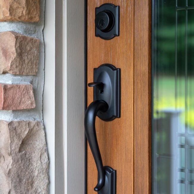 Schlage® Camelot Entry Door Hardware in Black on a ProVia® entry door