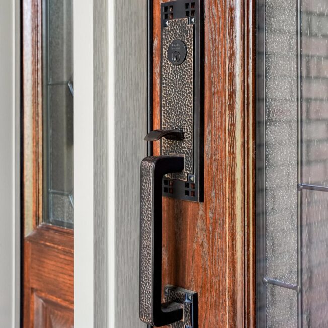 Emtek® Mortise Craftsman Entry Door Hardware in Oil Rubbed Bronze on a ProVia® front door