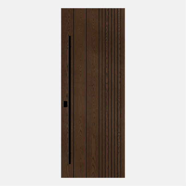 Isolated image of a ProVia® Ascent™ 001-INS10 Inscribed front door in Aged Barrel stain