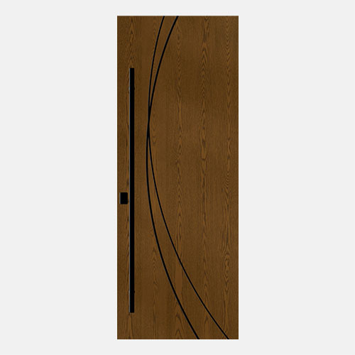 Isolated image of a ProVia® Ascent™ 001-INS2C Inscribed front door in English Chestnut stain