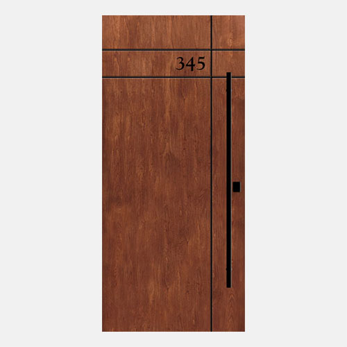 Isolated image of a ProVia® Signet® Cherry 001-INS3-HN Inscribed entry door in Toffee stain