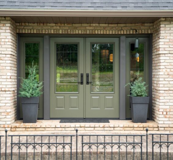 Legacy™ Smooth 440-2P French Doors in Antique with Barcelona Wrought Iron Design