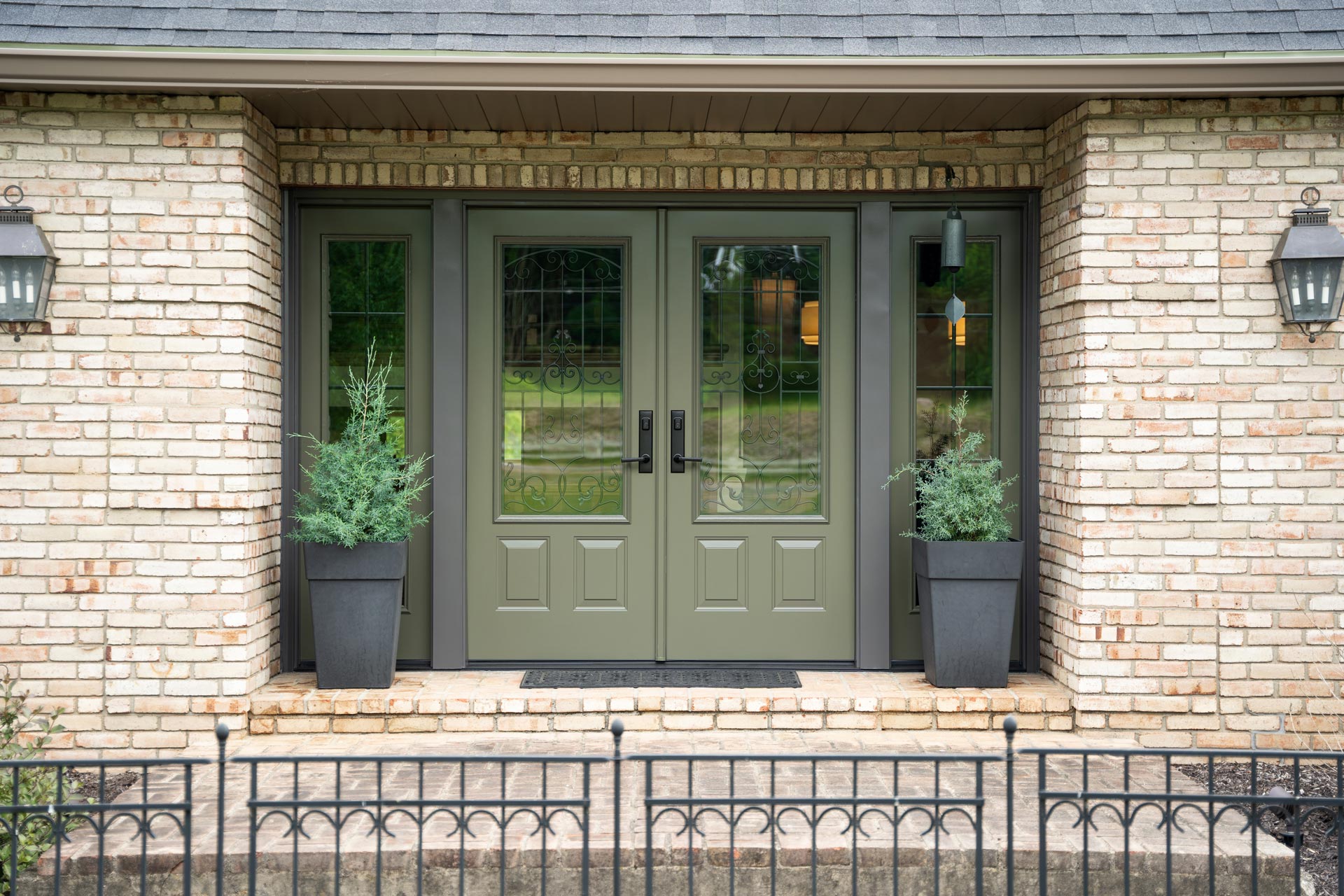 Legacy™ Smooth 440-2P French Doors in Antique with Barcelona Wrought Iron Design