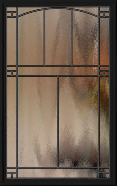 Closeup of ProVia Carmen wrought iron glass design for entry doors