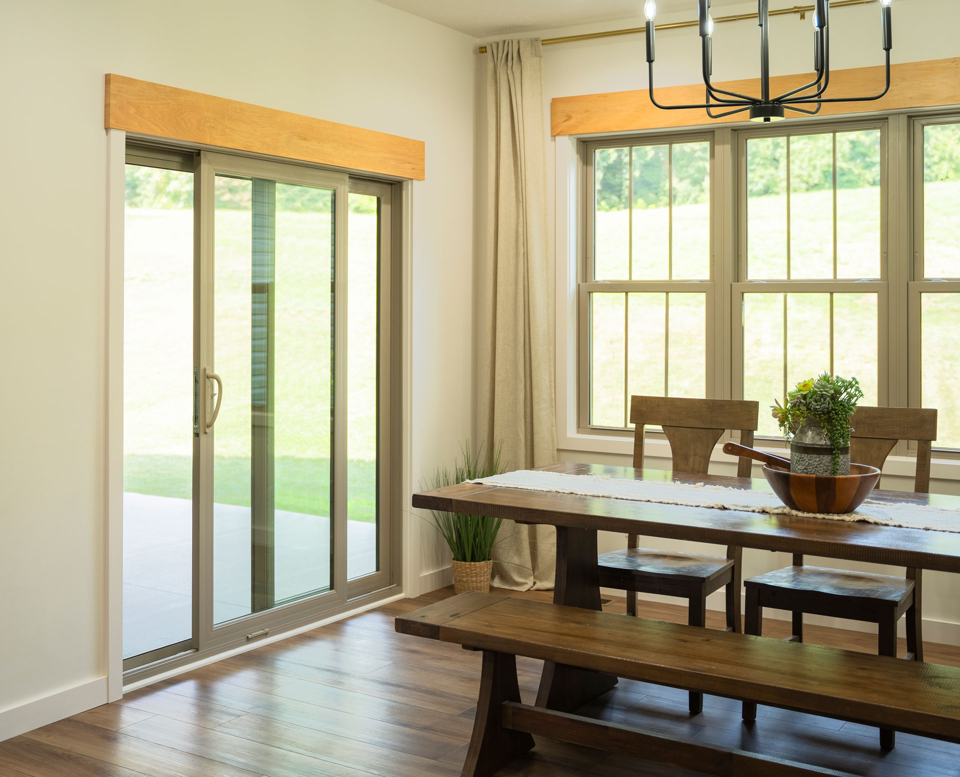 Endure™ 2-Lite Sliding Patio Door and Double Hung Windows in Sandstone