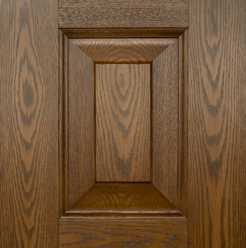 Closeup image of ProVia® Ascent™ fiberglass entry door with White Oak skin and wide embossing