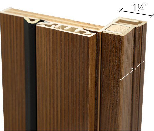 Isolated cutaway image of a piece of ProVia® 2" Standard FusionFrame™ Brickmold
