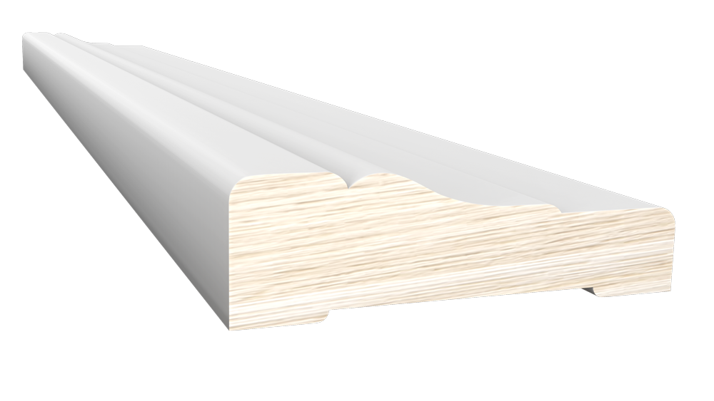 Isolated cutaway image of ProVia® 2.5" Colonial entry door casing