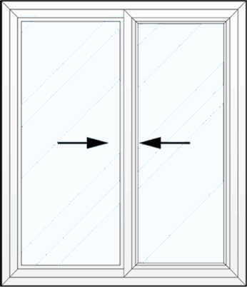 Line art illustration of a ProVia® 2 & 3-lite slider window