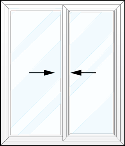 Line art illustration of a ProVia® 2 & 3-lite slider window