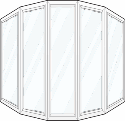 Line art illustration of a ProVia® bow window