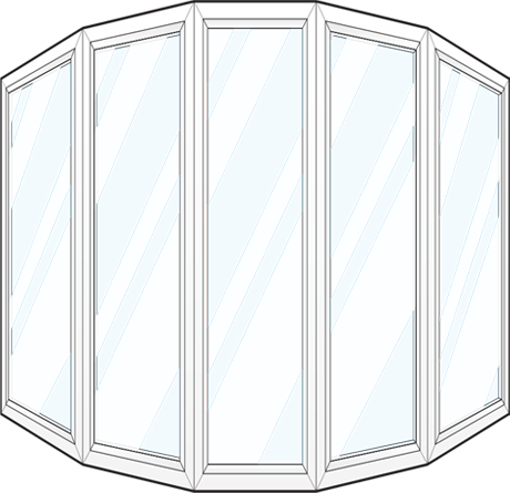 Line art illustration of a ProVia® bow window