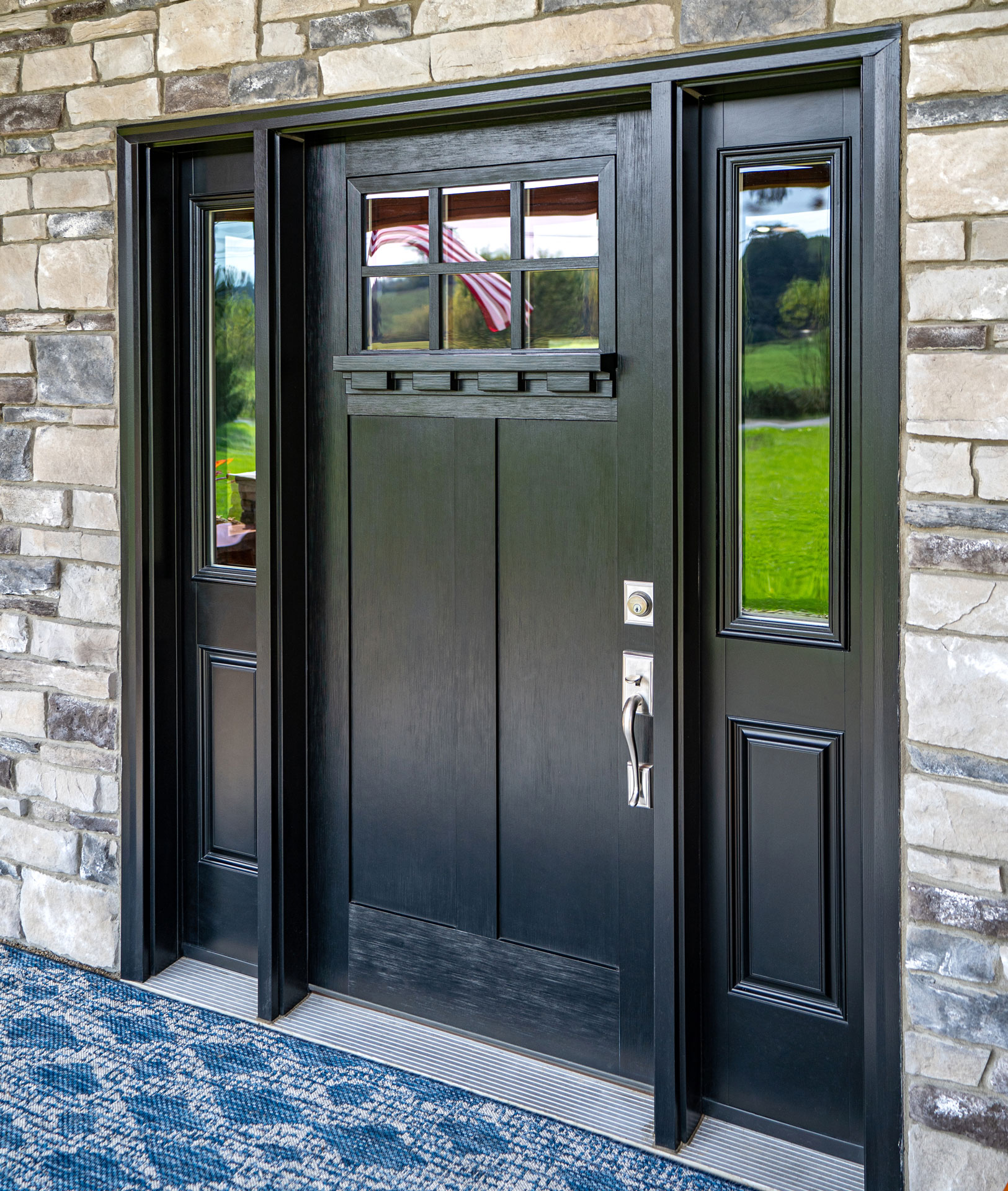 Signet® Fir 420-DS Entry Door in Coal Black with Simulated Divided Lites