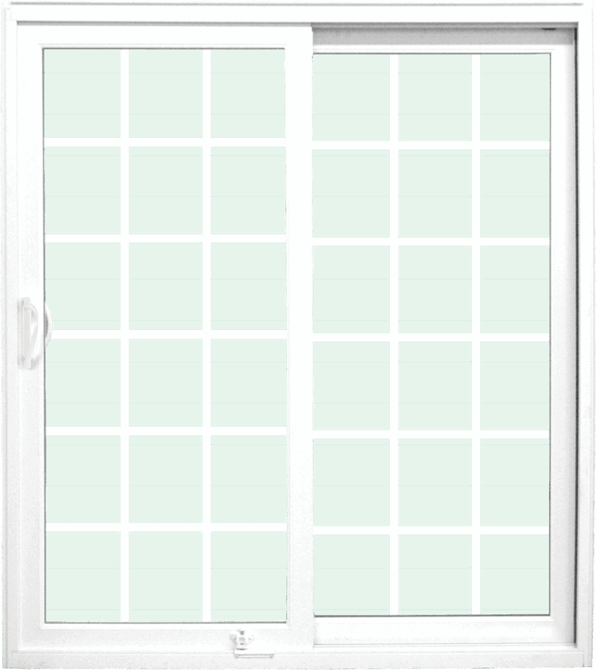 Isolated image of a ProVia® patio door with colonial grids
