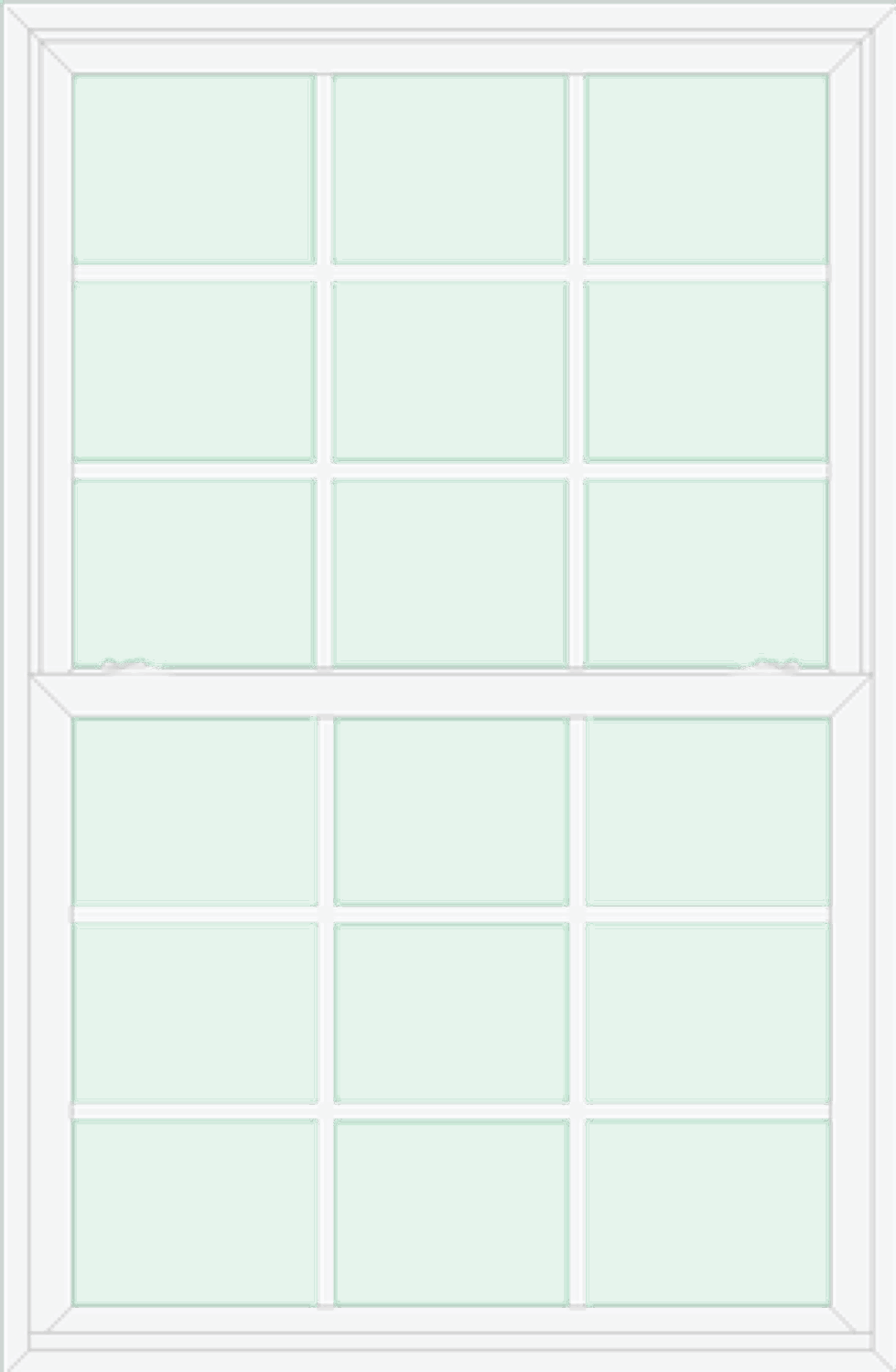 Isolated image of a ProVia double hung window with Colonial grids