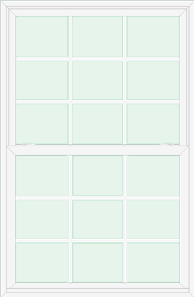 Isolated image of a ProVia double hung window with Colonial grids