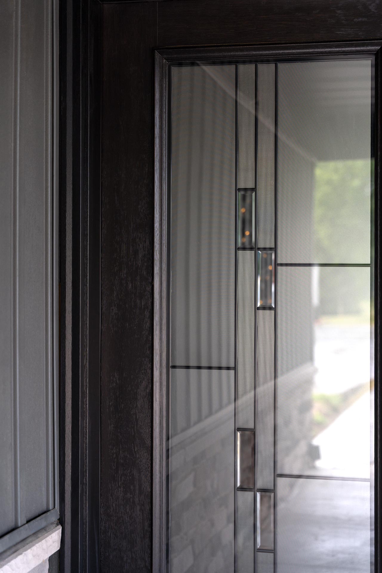 Genesis Decorative Glass on ProVia® Signet® Mahogany 460 French Doors with Ebony stain