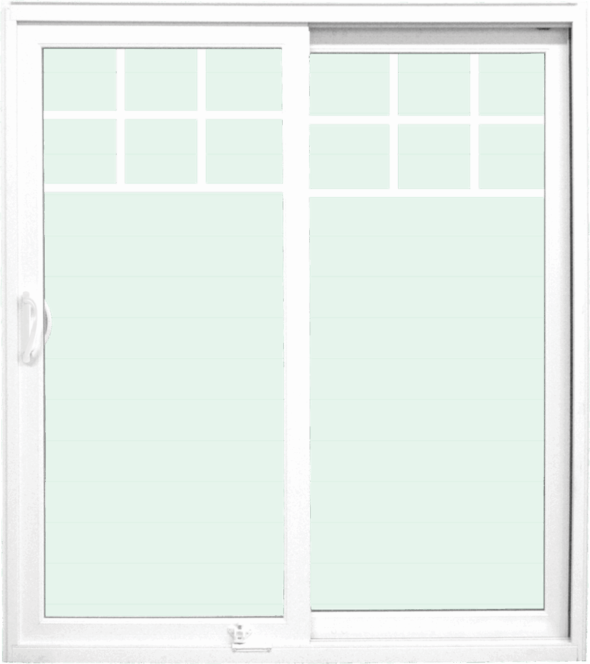 Isolated image of a ProVia® patio door with modified colonial grids