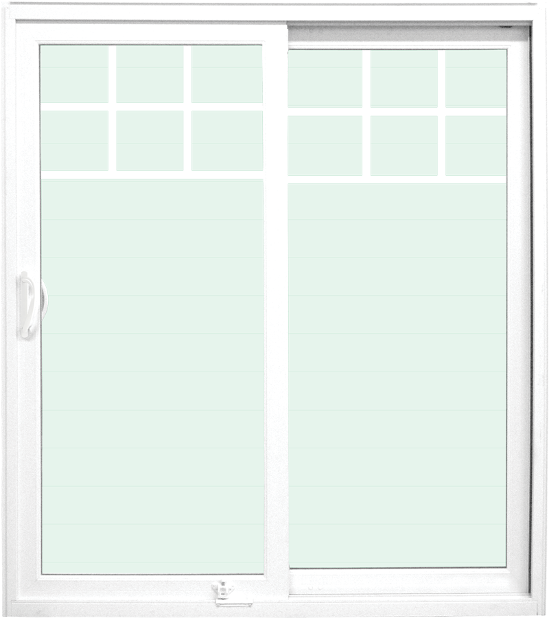 Isolated image of a ProVia® patio door with modified colonial grids