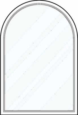 Line art illustration of a ProVia® shaped window