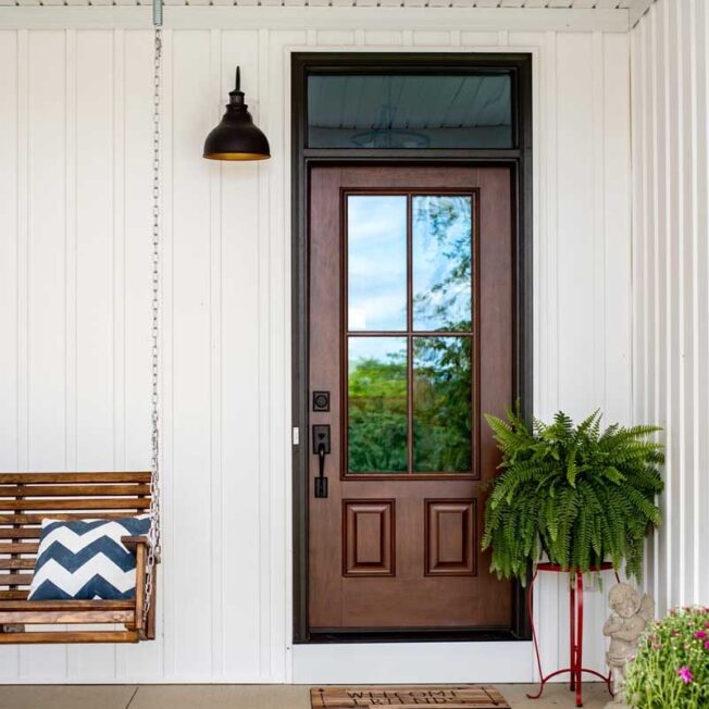 Exterior view of a ProVia® Signet® 440-2P with Simulated Divided Lites and a custom stain color