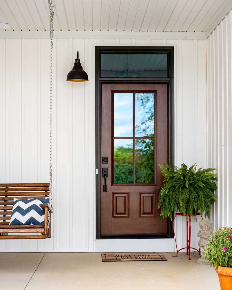 Exterior view of a ProVia® Signet® 440-2P with Simulated Divided Lites and a custom stain color