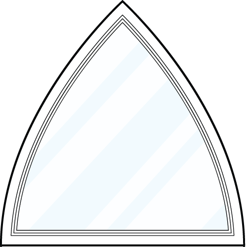Line art of a ProVia® cathedral shaped architectural window