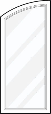 Line art of an extended eyebrow shaped arch windows