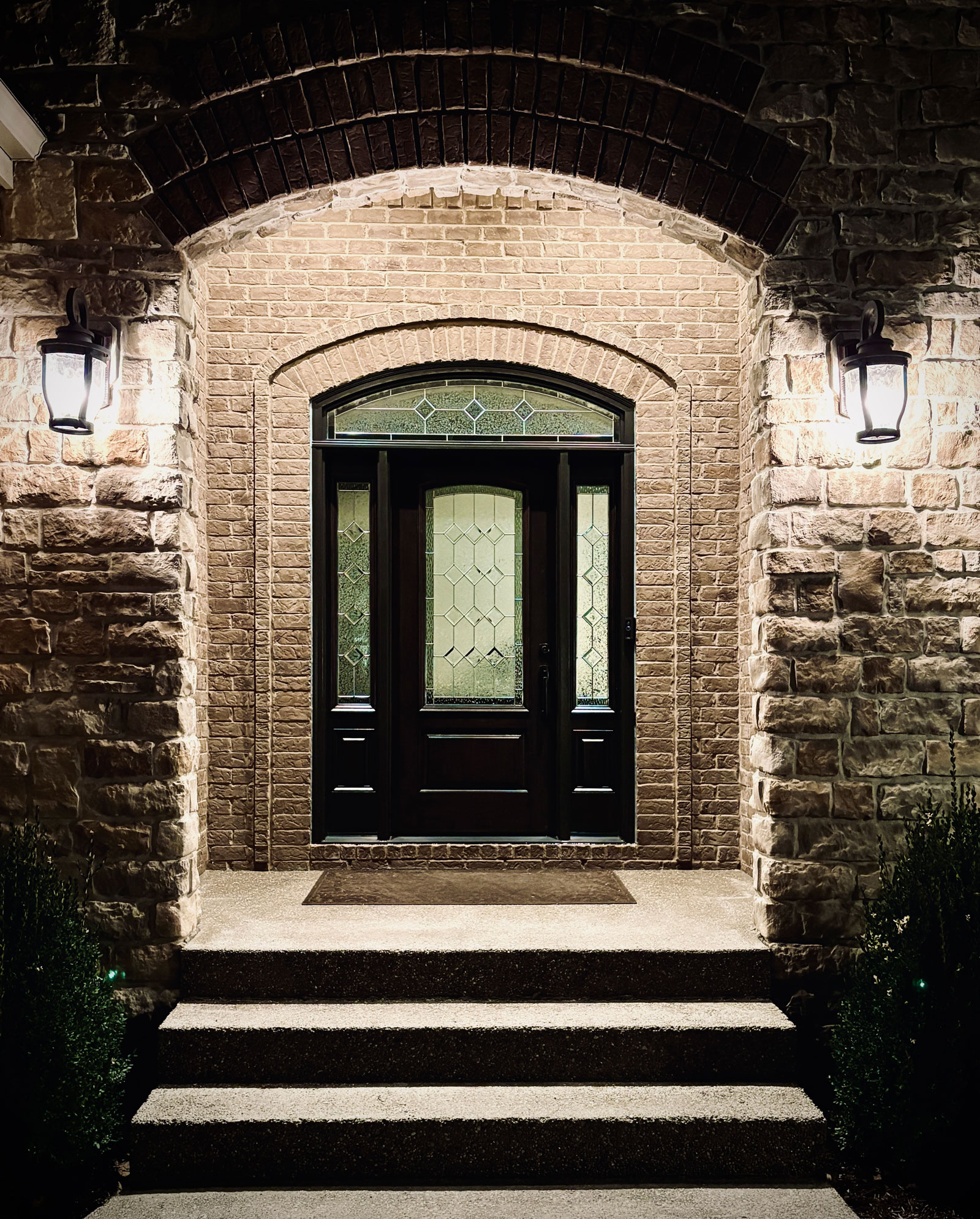 Kevin M. | Louisville, KY | Signet® Cherry 449 Entry Door with Sidelites, Transom, and Constance Decorative Glass