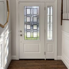 Evan B. | Plainview, NY | Ascent™ Smooth 440-1P Entry Door and Sidelite in Snow Mist with Laurence Decorative Glass