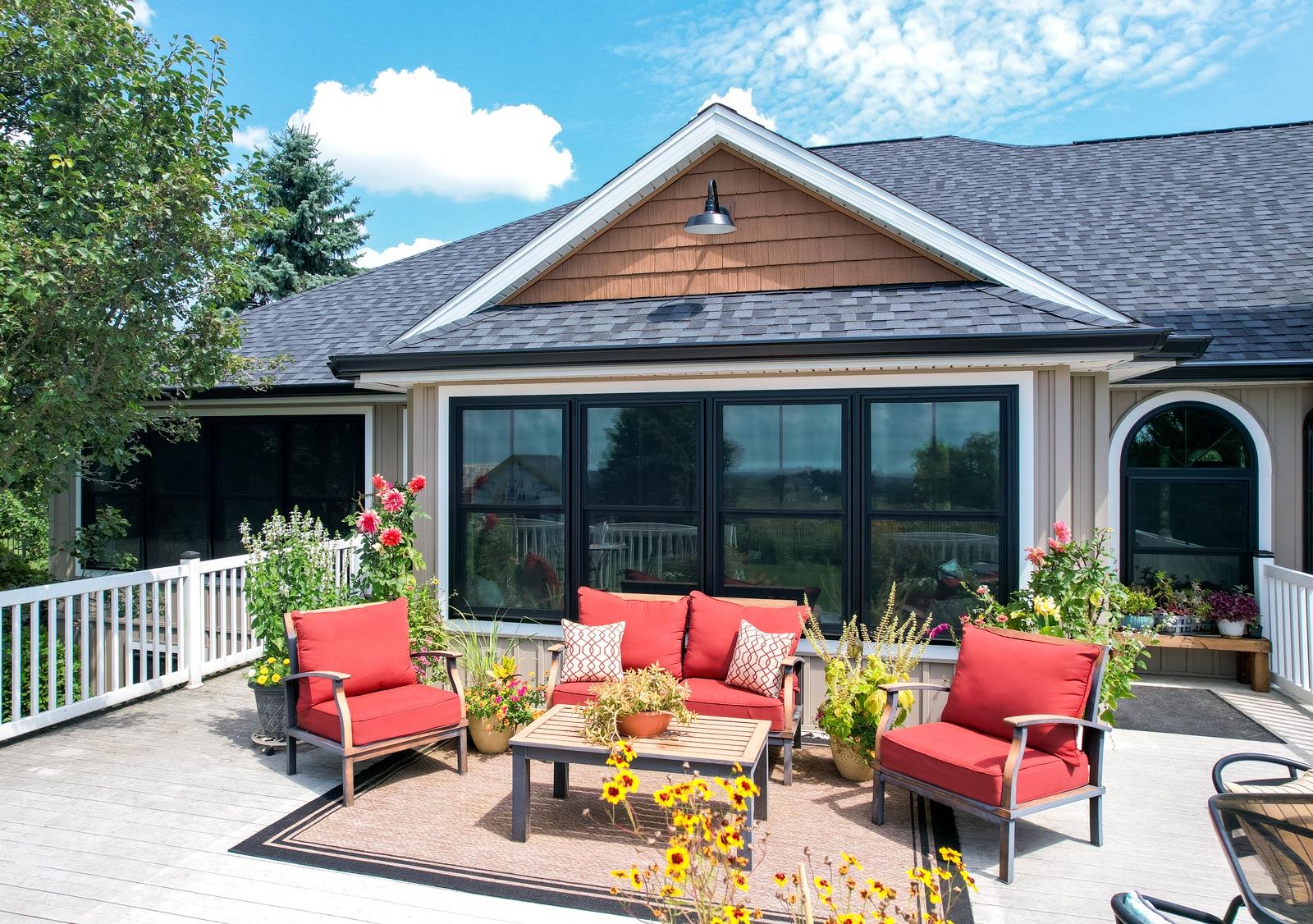 Endure™ Double Hung Mulled Windows in Textured Matte Coal Black