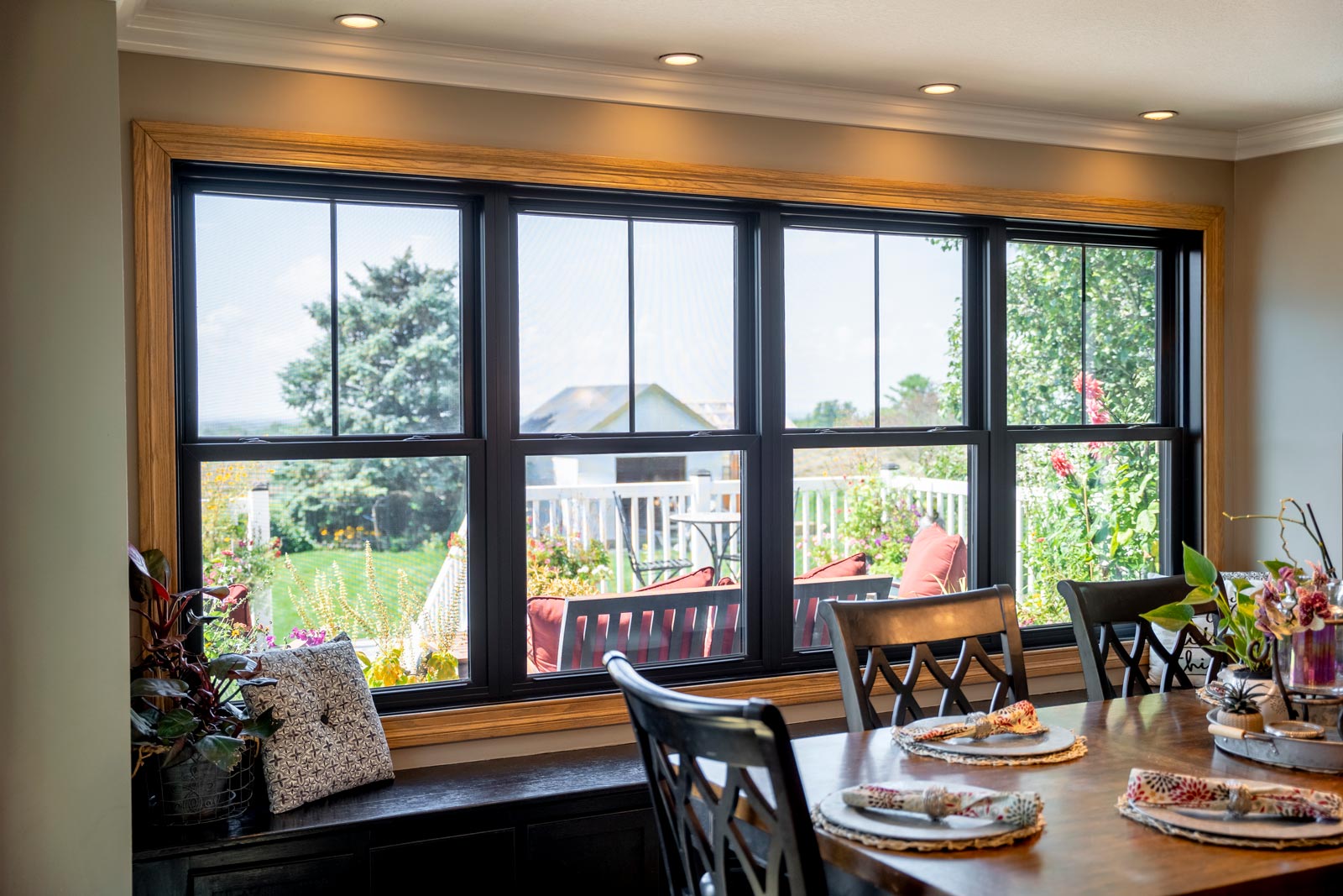Endure™ Double Hung Mulled Windows in Textured Matte Coal Black