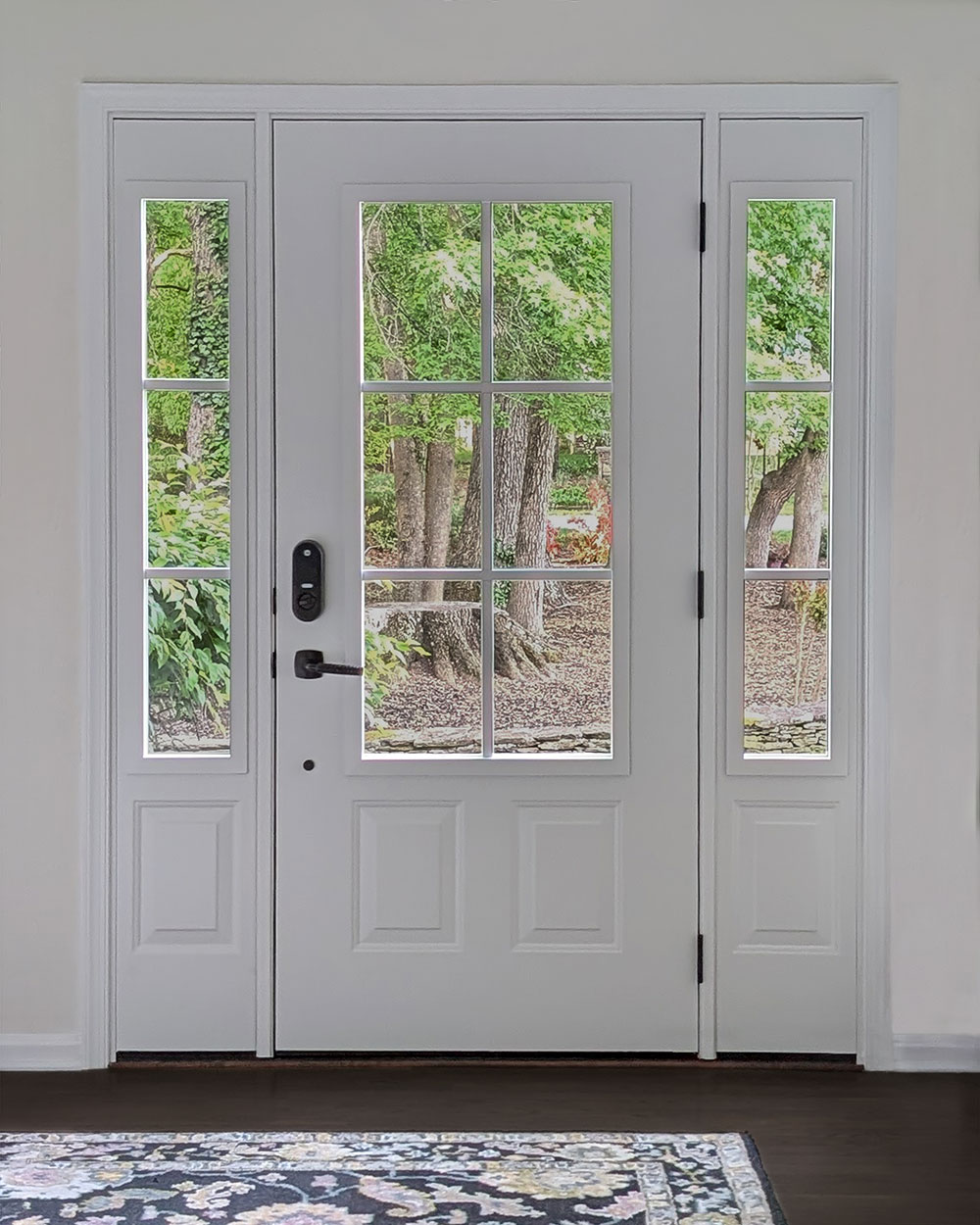 Bob M. Legacy™ Smooth 440-2P Entry Door and Sidelites Interior/Exterior Feature After
