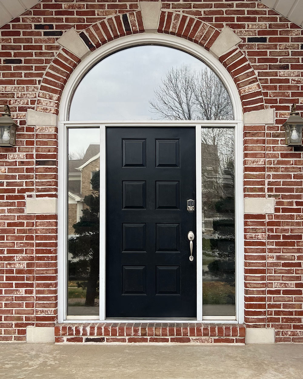 Graig G. Legacy™ Smooth 440-2P Entry Door, 160 Sidelites, and Half-Round Transom in Rustic Bronze Before