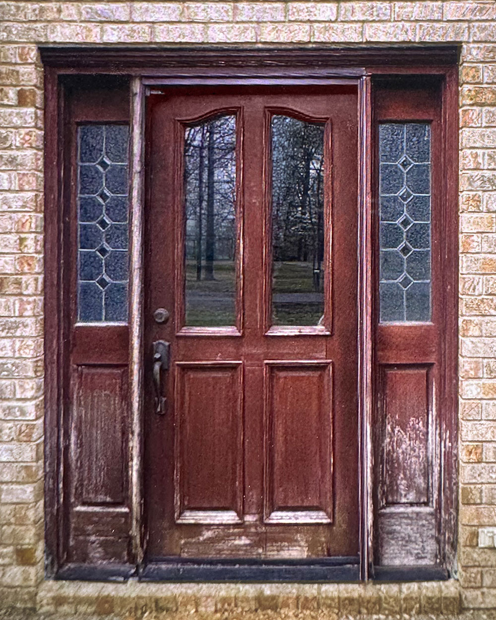 Tomeaka L. Legacy™ Smooth 150-2P Door and Sidelites in Tudor Brown Before
